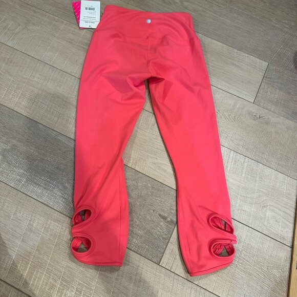 Yoga-Licious Coral Ribbon High-Waist Cropped Leggings Bow Detail NEW XS - Picture 7 of 7
